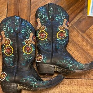 Old Gringo Black and Multicolor Embroidered Heeled Boots